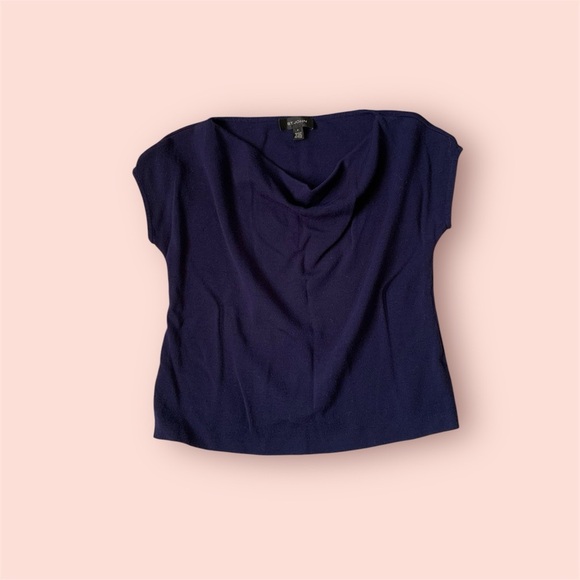 St. John short sleeve cowl neckline wool/rayon blouse - Picture 1 of 8